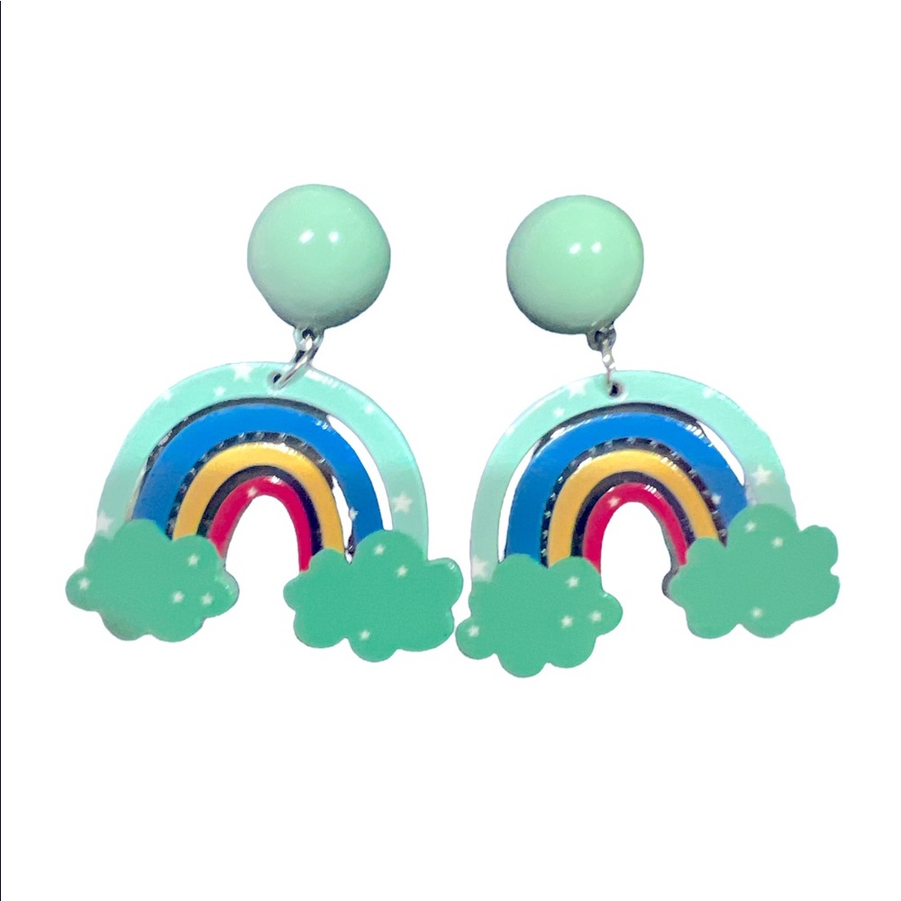 Nickel free Rainbow earrings. Butterfly backing. Bundle items to reduce shipping - Picture 2 of 3